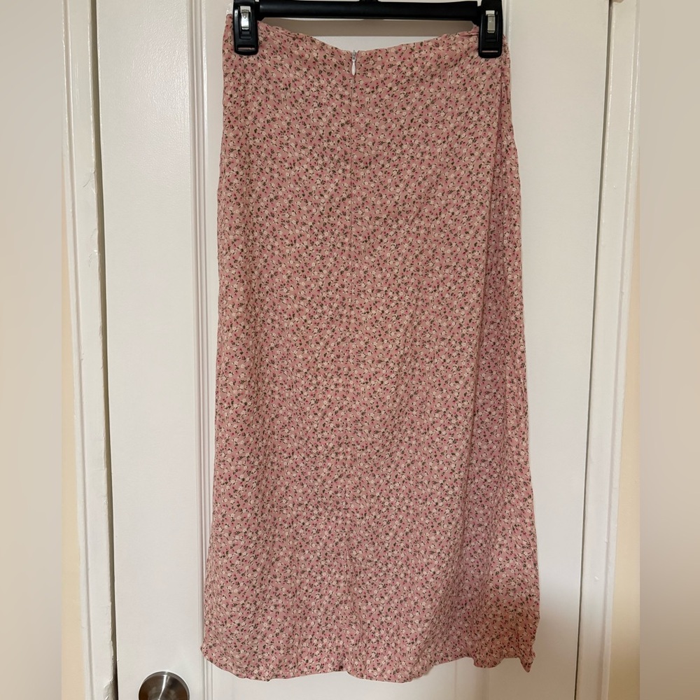 Brandy Melville Pink Floral Midi Skirt - Picture 3 of 5